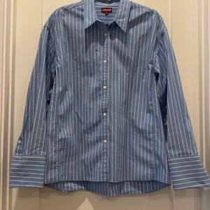 STAUD Blue and White Striped Shirt